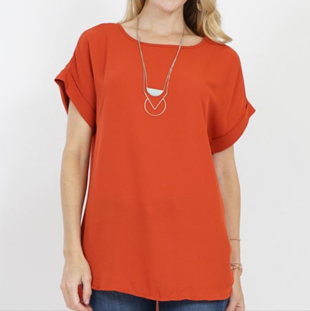 PLEIONE Pleated Back Flowy Shell Sz S